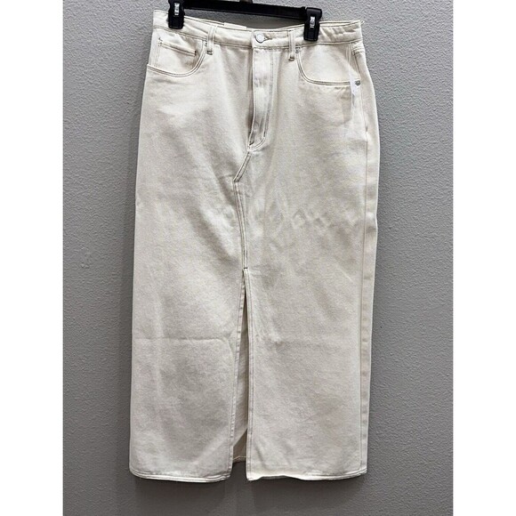 New Blank NYC Skirt Denim White Maxi Size 8/10 100% Cotton Fall Slit NWT - Picture 1 of 6
